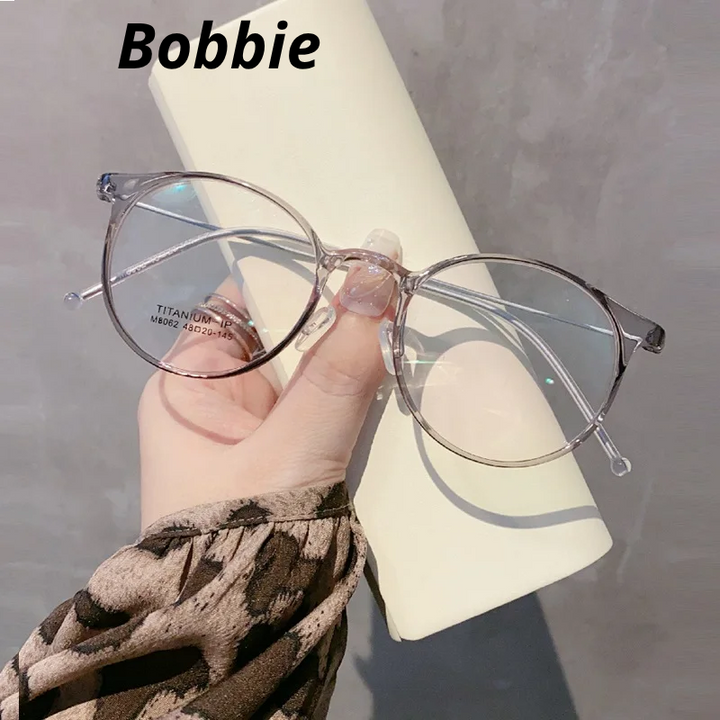 Bobbie Women's Full Rim Round Acetate Titanium Eyeglasses 806267