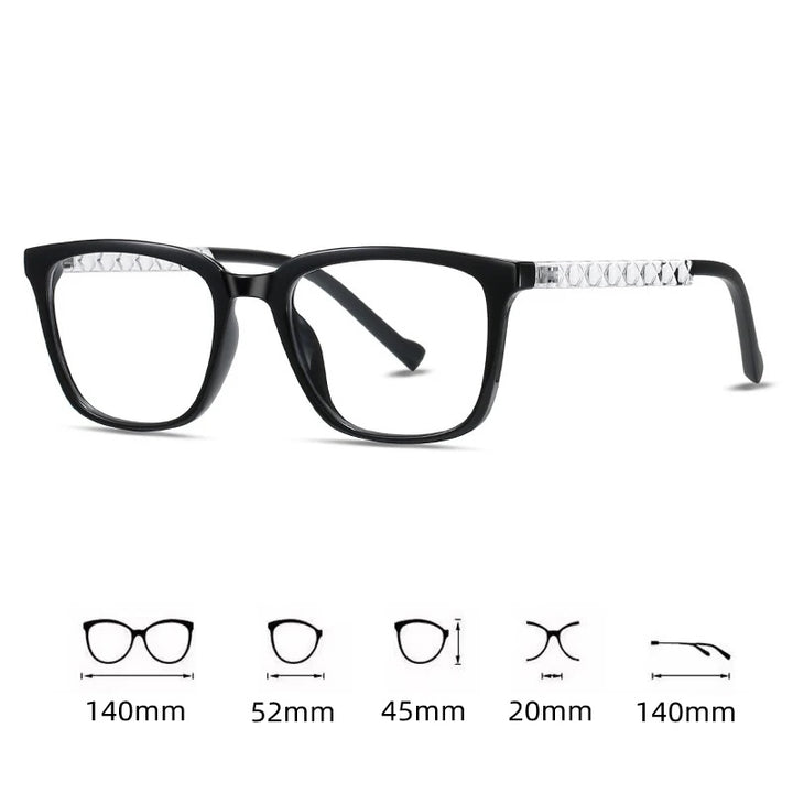 Kocolior Unisex Full Rim Square Acetate Alloy Reading Glasses 70017 — view 2 | Kocolior at FuzWeb