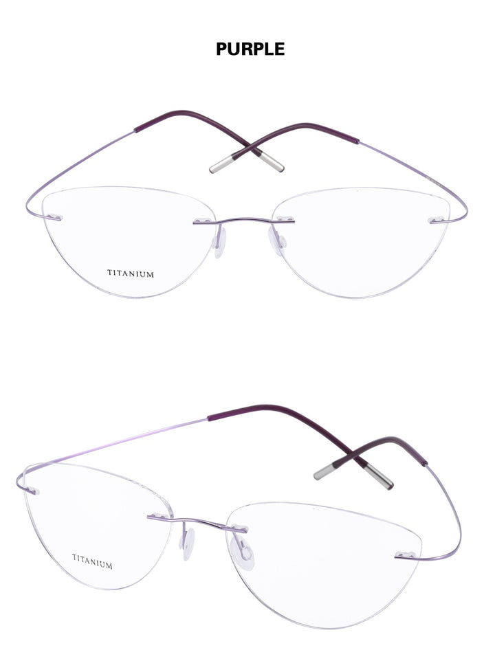 Chashma Ottica Unisex Rimless Cat Eye Titanium Eyeglasses 720003 FuzWeb