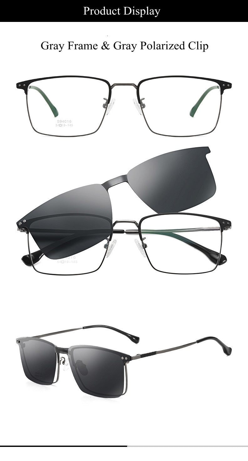 Chashma Ottica Mens Full Rim Square Alloy Eyeglasses Clip On Sunglasses 494016 — view 2 | Chashma Ottica at FuzWeb