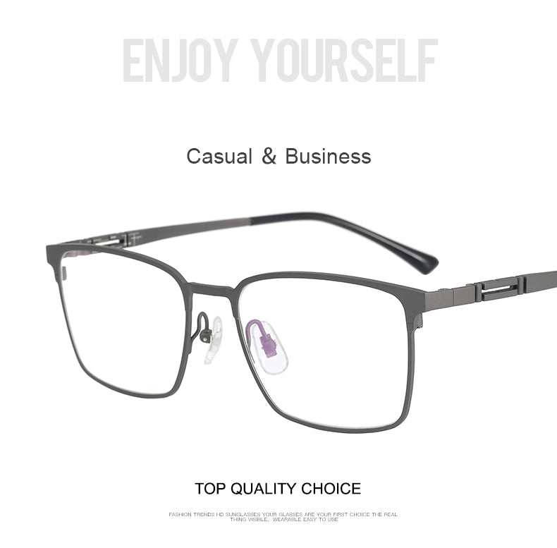 Krasivyy Men's Semi Rim Square Titanium Eyeglasses.