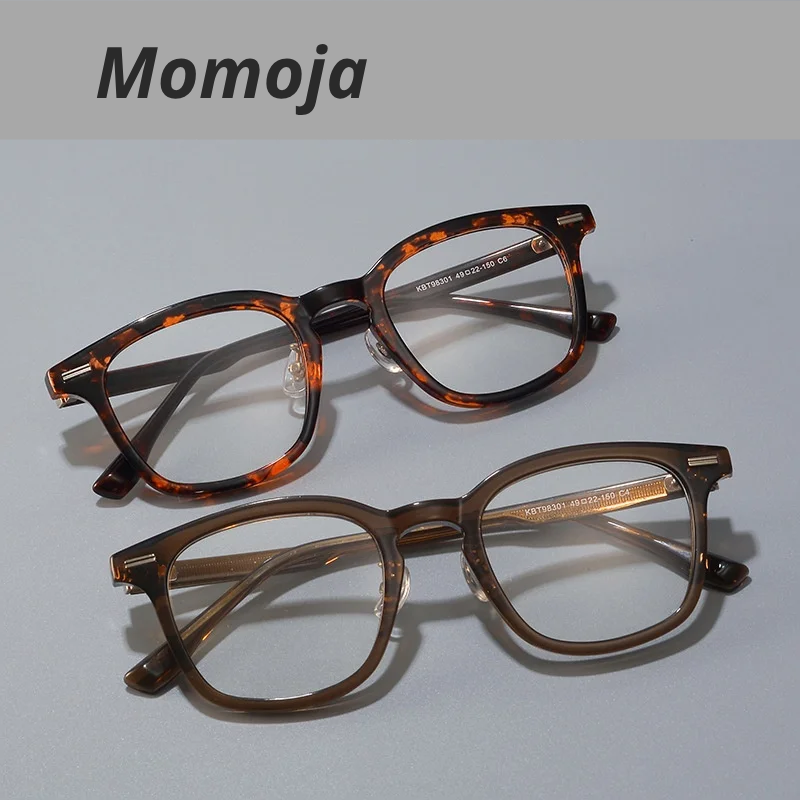 Momoja Unisex Full Rim Square Acetate Titanium Eyeglasses 98301