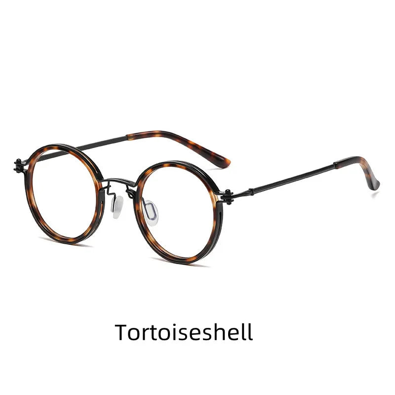 Kocolior Unisex Full Rim Round Acetate Alloy Hyperopic Reading Glasses 10749.