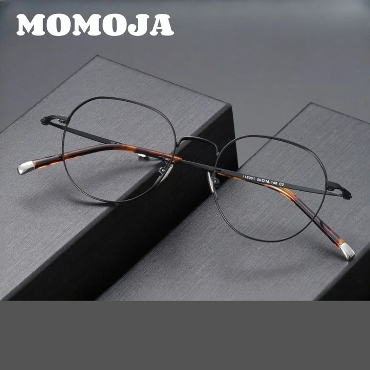 Momoja Unisex Full Rim Flat Top Oval Titanium Eyeglasses 118001