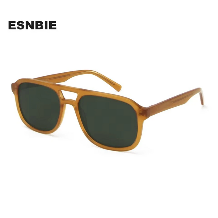 Esnbie Unisex Full Rim Square Double Bridge Acetate Sunglasses 230271