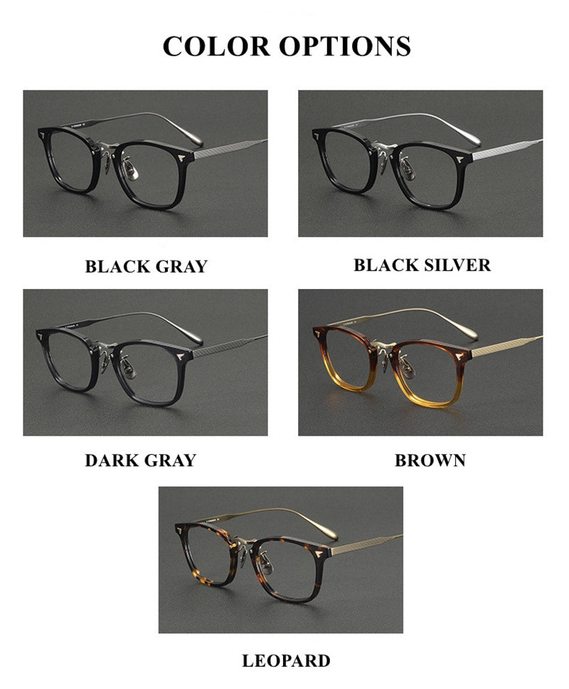 Chashma Ochki Unisex Full Rim Square Acetate Titanium Eyeglasses 881554.