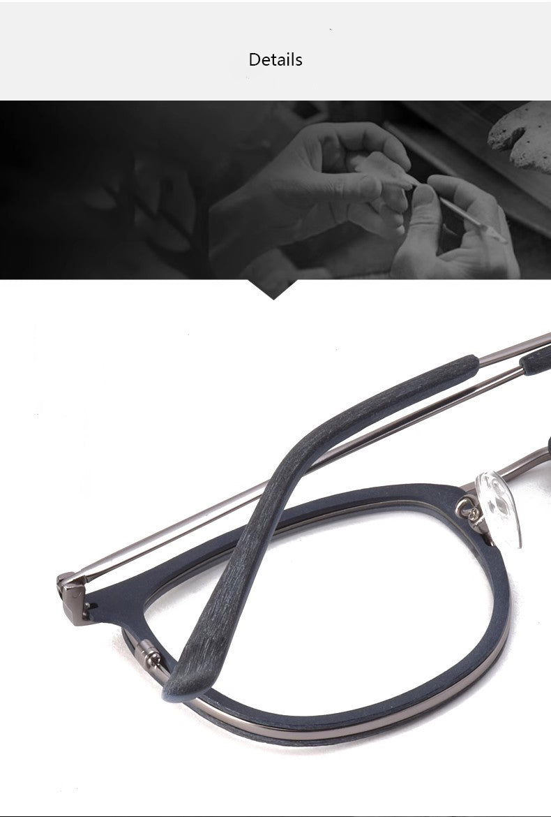 Hdcrafter Womens Full Rim Square Wood Titanium Eyeglasses 98095 — view 2 | Hdcrafter Eyeglasses at FuzWeb