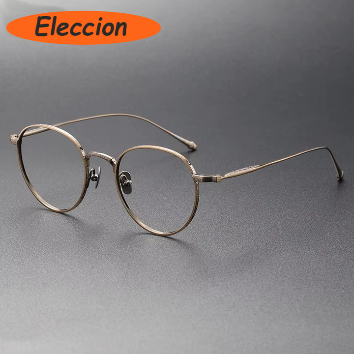 Eleccion Women's Full Rim Oval Round Titanium Eyeglasses 93085 Full Rim Eleccion Bronze