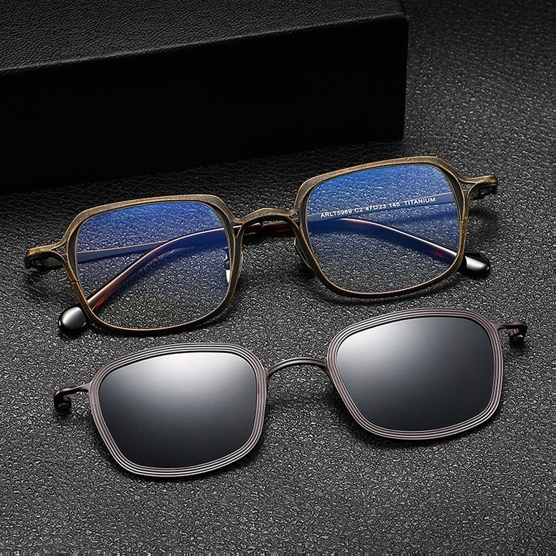 Chashma Ottica Unisex Full Rim Square Titanium Eyeglasses Clip On Sunglasses 415969 — view 2 | Chashma Ottica at FuzWeb