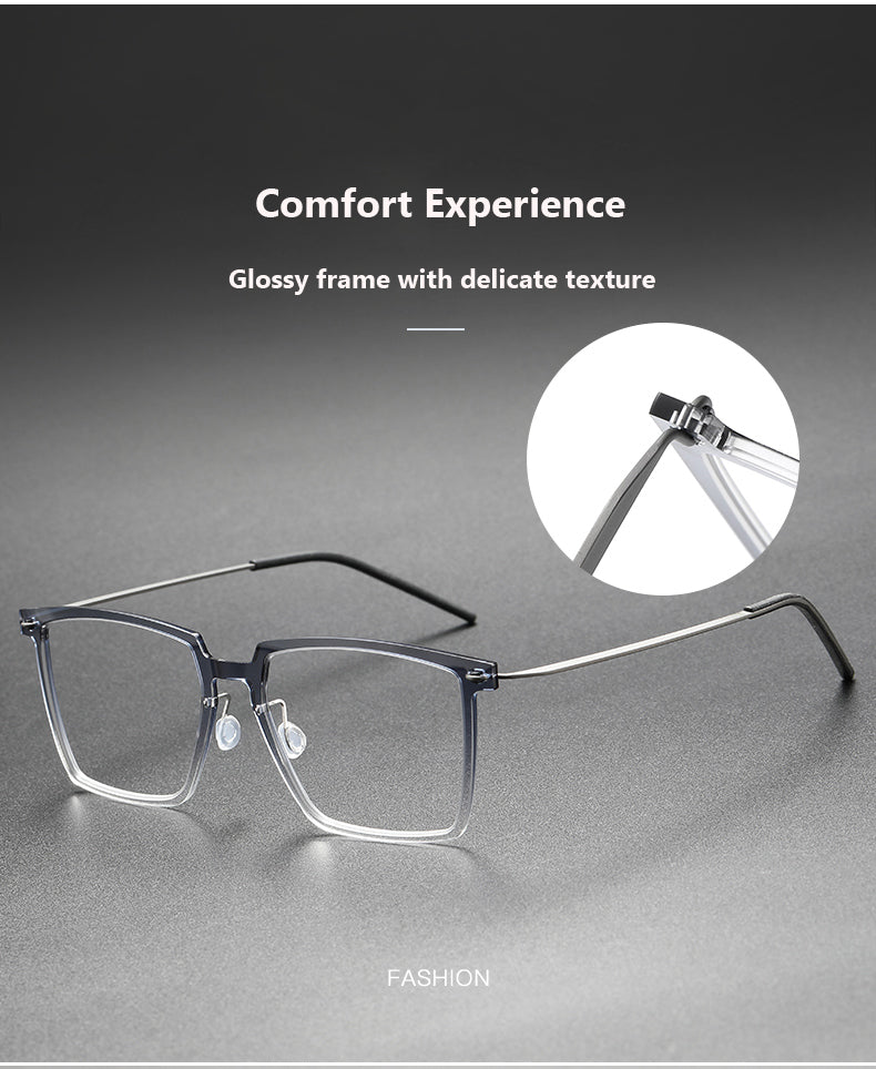 Oveliness Unisex Full Rim Square Acetate Titanium Eyeglasses.