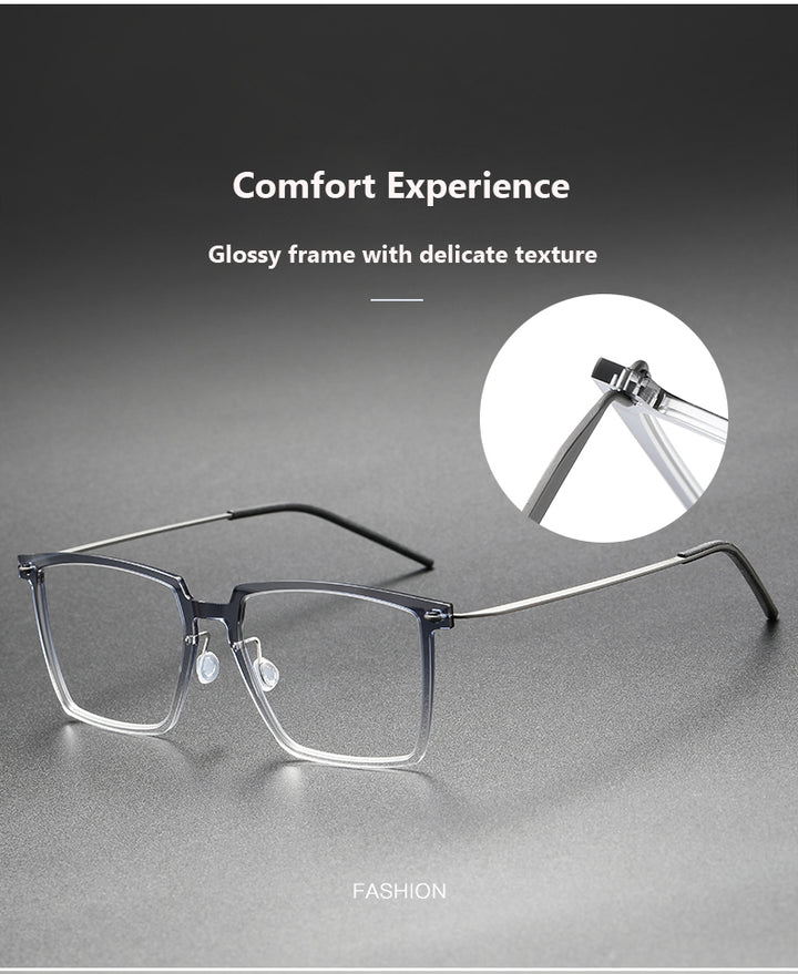Oveliness Unisex Full Rim Square Acetate Titanium Eyeglasses.