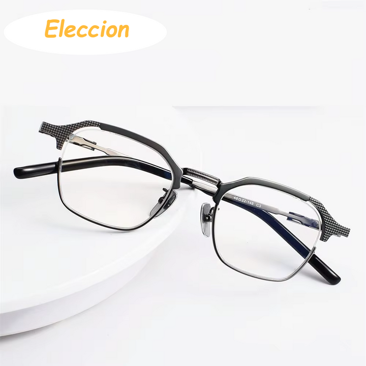 Eleccion Men's Full Rim Square Titanium Eyeglasses 94204 Full Rim Eleccion