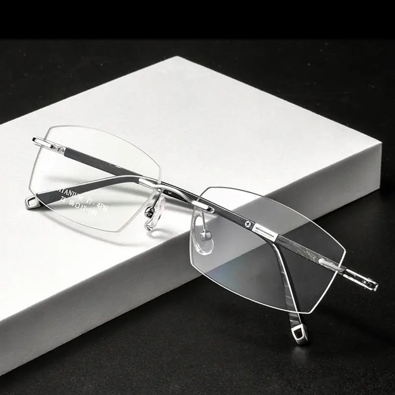 Handoer 563517 Women's Rimless Oval Square Titanium Frames FuzWeb