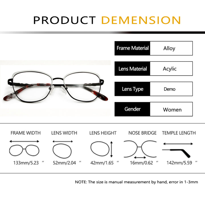 Esnbie Womens Full Rim Square Cat Eye Alloy Eyeglasses 23042 — view 1 | Esnbie at FuzWeb