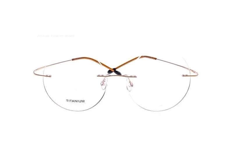 Chashma Ottica Unisex Rimless Round Titanium Eyeglasses 9613