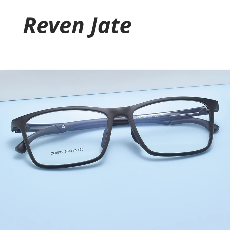 Reven Jate Unisex Full Rim Big Square Tr 90 Alloy Eyeglasses 60091