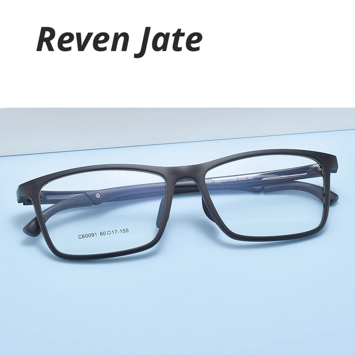Reven Jate Unisex Full Rim Big Square Tr 90 Alloy Eyeglasses 60091