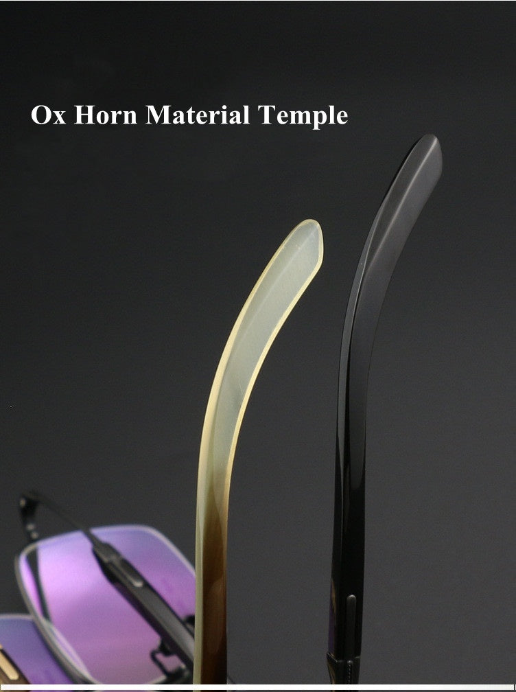Chashma Ochki Unisex Semi Rim Square Titanium Horn Eyeglasses 312326 — view 2 | Chashma Ochki at FuzWeb