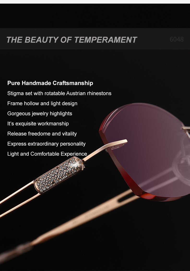 Chashma Ottica Womens Rimless Oval Rectangle Titanium Eyeglasses Tinted Lenses 6048 — view 1 | Chashma Ottica at FuzWeb
