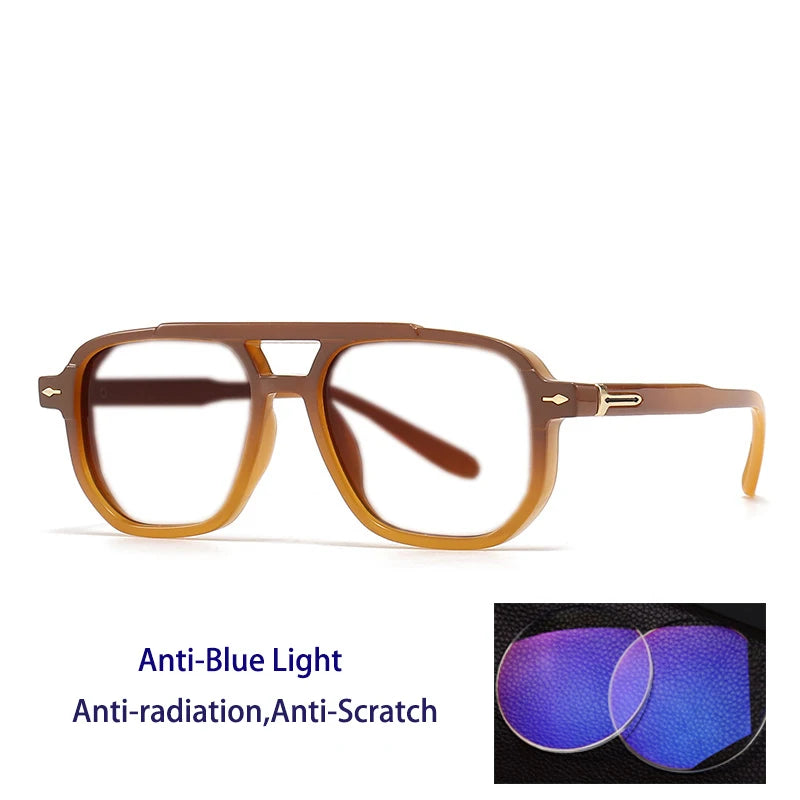 Kocolior Unisex Full Rim Square Double Bridge Tr 90 Photochromic Reading Glasses 60904.