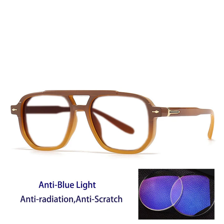 Kocolior Unisex Full Rim Square Double Bridge Tr 90 Photochromic Reading Glasses 60904.