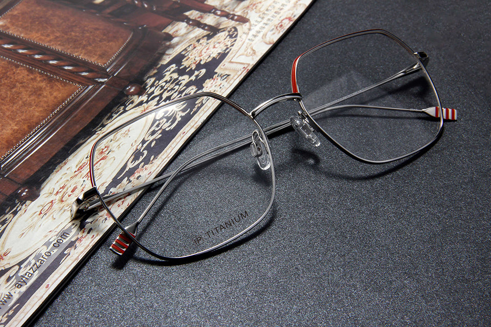 Esnbie Womens Full Rim Square Titanium Eyeglasses 822022 — view 2 | Esnbie at FuzWeb