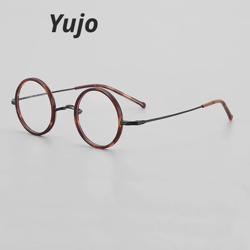 Yujo Women's Full Rim Round Titanium Acetate Eyeglasses 535136