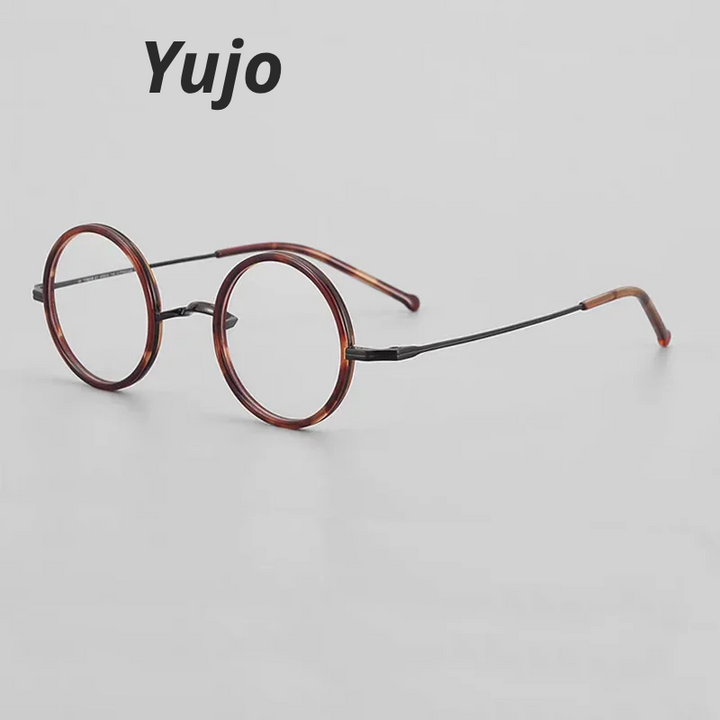 Yujo Women's Full Rim Round Titanium Acetate Eyeglasses 535136