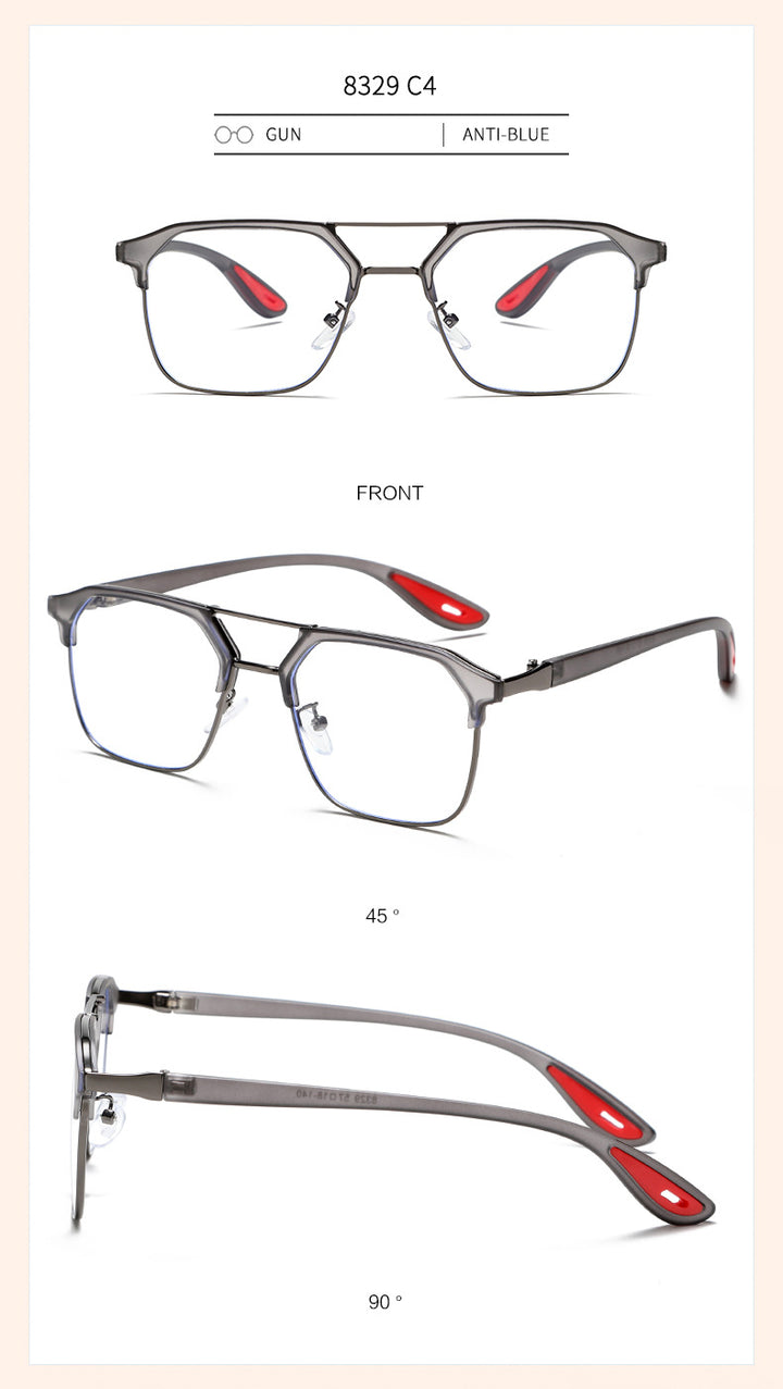 Kocolior Unisex Full Rim Square Tr 90 Alloy Double Bridge Photochromic Reading Glasses 968329.