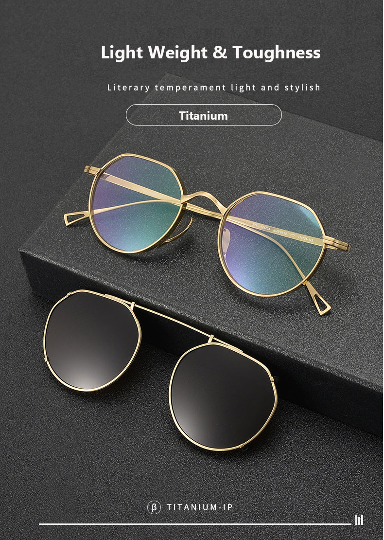 Oveliness Womens Full Rim Polygon Titanium Eyeglasses Clip On Sunglasses 29916 — view 1 | Oveliness at FuzWeb