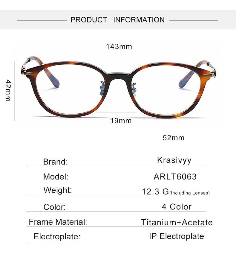 Krasivyy Unisex Full Rim Oval Square Acetate Titanium Eyeglasses 386063 — view 1 | Krasivyy at FuzWeb