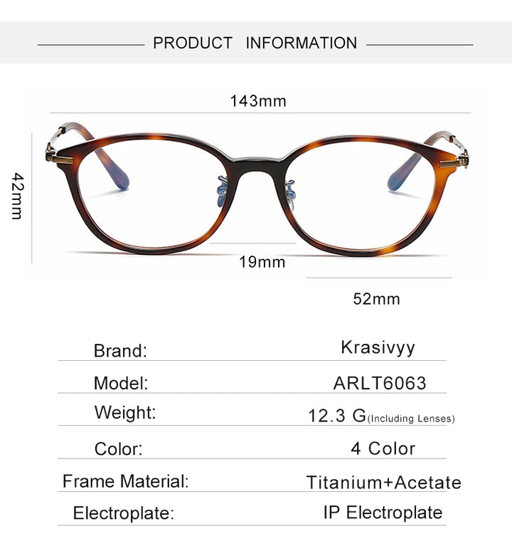 Krasivyy Unisex Full Rim Oval Square Acetate Titanium Eyeglasses 386063 — view 1 | Krasivyy at FuzWeb