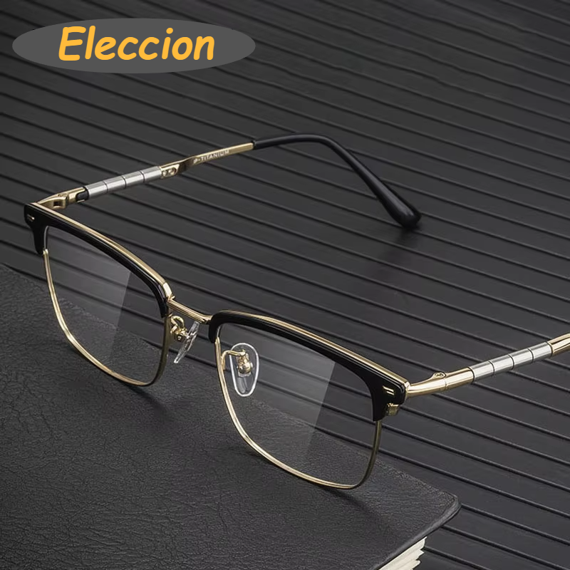 Eleccion Unisex Full Rim Square Titanium Acetate Eyeglasses 69839 Full Rim Eleccion