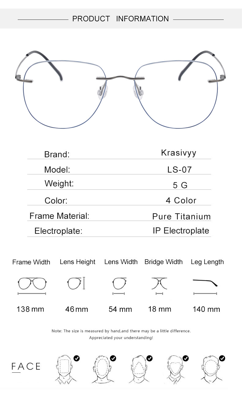 Krasivyy Womens Rimless Flat Top Oval Titanium Eyeglasses 316007 — view 1 | Krasivyy at FuzWeb