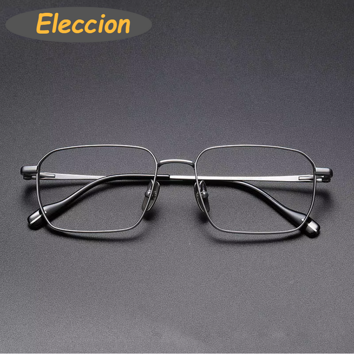 Eleccion Unisex Full Rim Polygon Square Titanium Eyeglasses 81013 Full Rim Eleccion