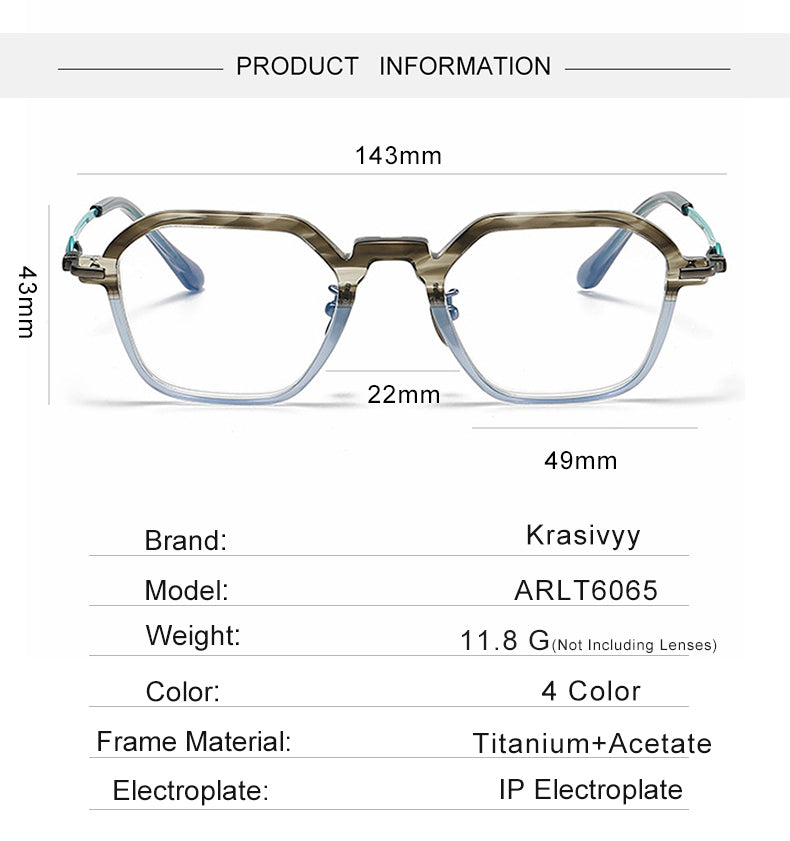 Krasivyy Unisex Full Rim Polygon Titanium Acetate Eyeglasses 46065 — view 2 | Krasivyy at FuzWeb