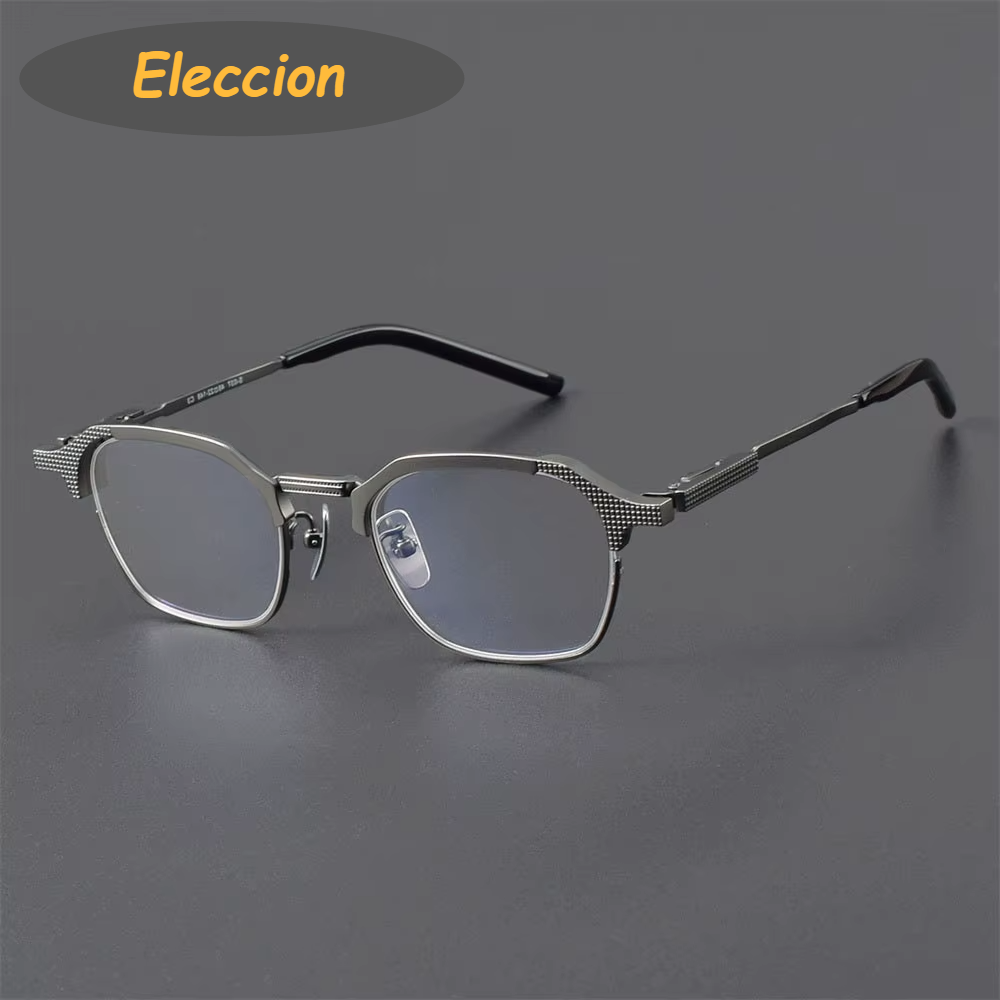 Eleccion Men's Full Rim Square Titanium Eyeglasses 94204 Full Rim Eleccion Gray