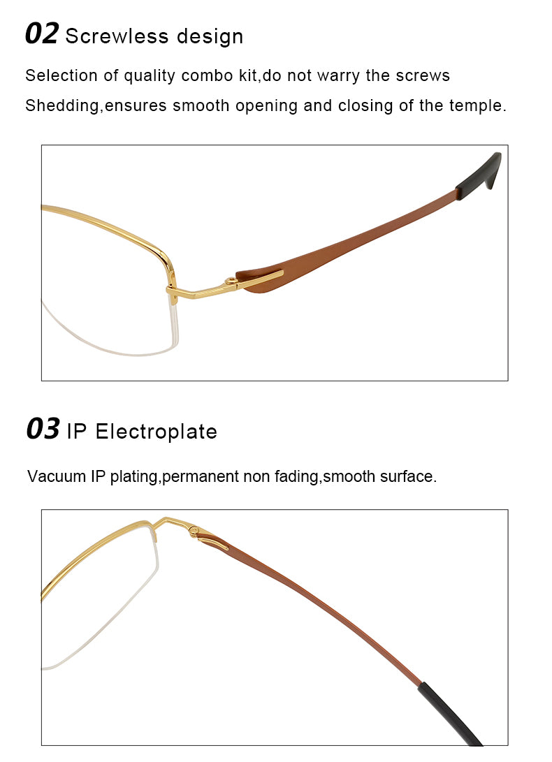 Krasivyy Unisex Semi Rim Oval Screwless Titanium Eyeglasses 350031.