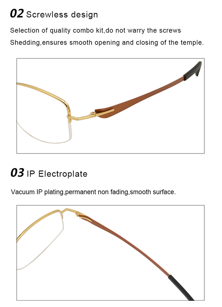 Krasivyy Unisex Semi Rim Oval Screwless Titanium Eyeglasses 350031.
