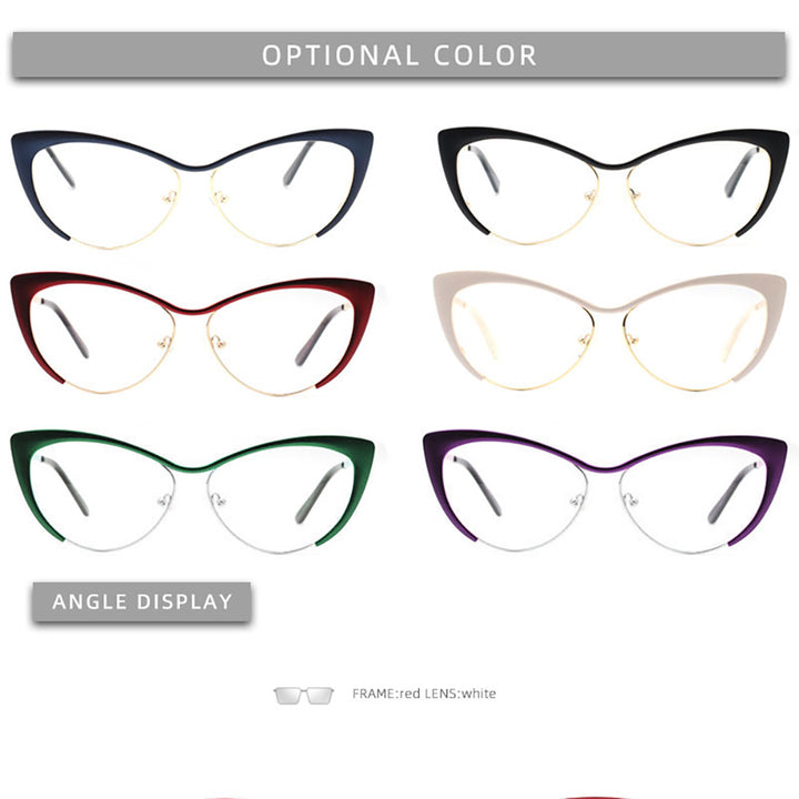 Laoyehui Womens Full Rim Gold Cat Eye Alloy Myopic Reading Glasses Anti-Blue 8077-1 — view 8 | Laoyehui at FuzWeb