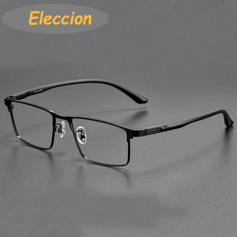 Eleccion Unisex Full Rim Square Tr 90 Titanium Eyeglasses 49952 Full Rim Eleccion Black