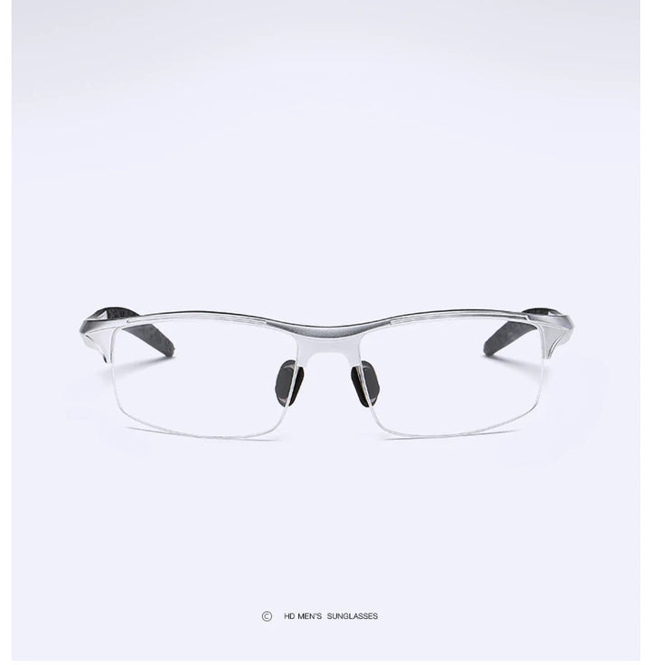 Hdcrafter Mens Semi Rim Square Rectangle Aluminun Alloy Frame Eyeglasses L8177 — view 17 | Hdcrafter Eyeglasses at FuzWeb