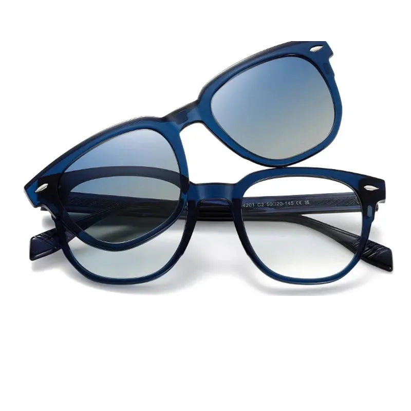 Kansept Unisex Full Rim Square Tr 90 Alloy Reading Glasses Clip On Sunglasses 34201.