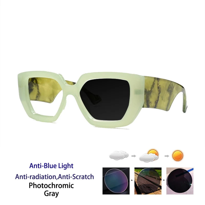Kocolior Unisex Full Rim Square Acetate Photochromic Reading Glasses 86320.