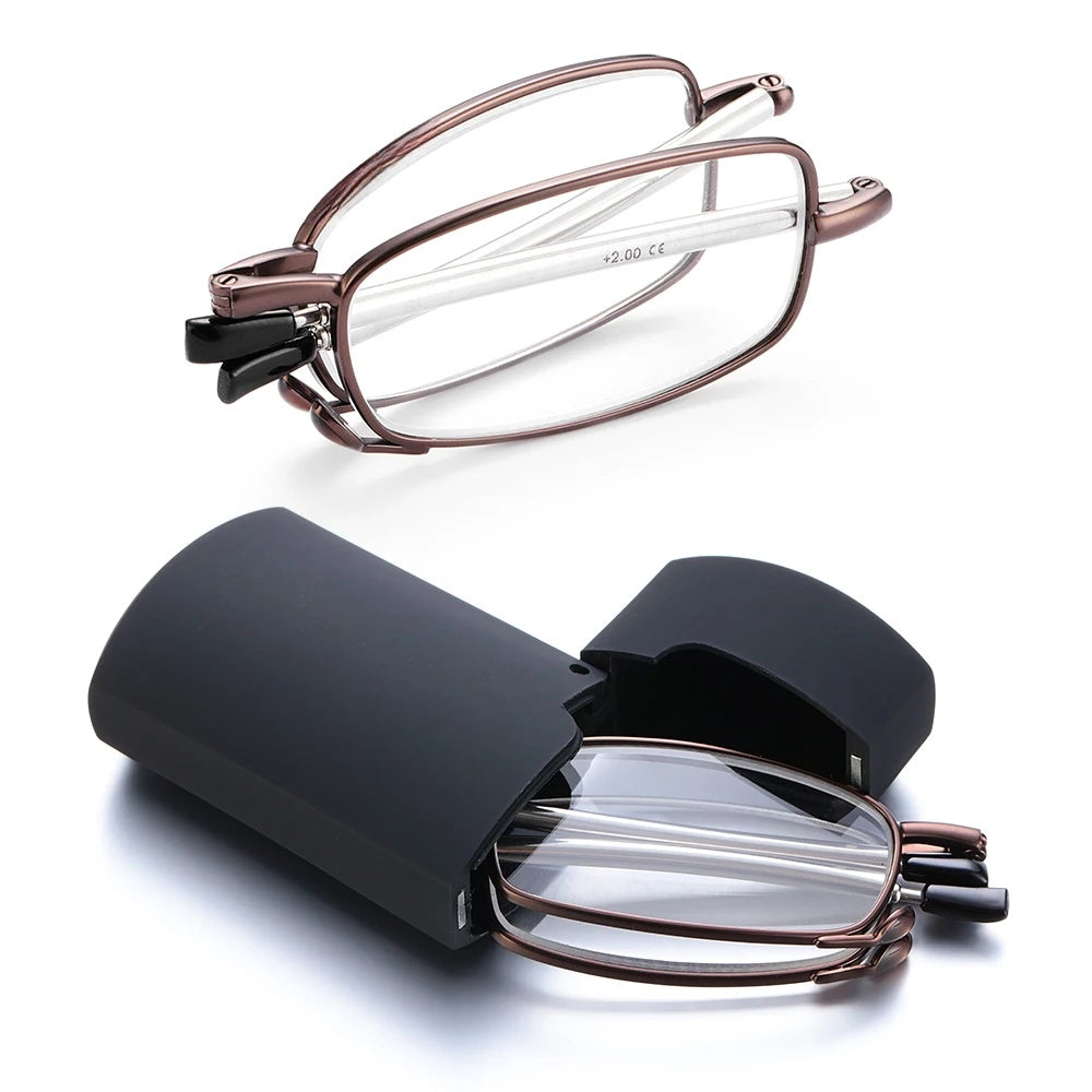 Gootrades Unisex Full Rim Square Alloy Foldable Reading Glasses 5923.