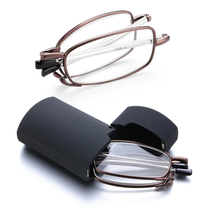 Gootrades Unisex Full Rim Square Alloy Foldable Reading Glasses 5923.