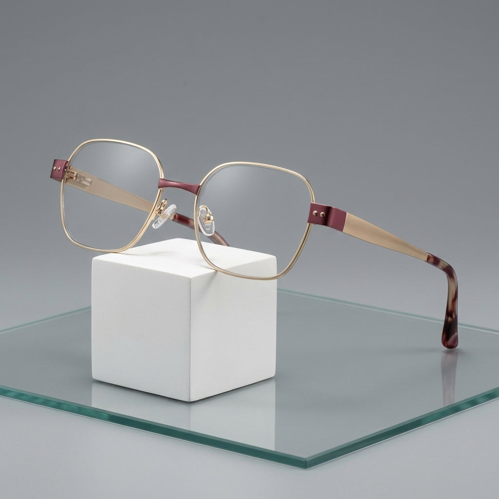 Vicky Women Full Rim Polygonal Alloy Reading Glasses 513172 - Luxury Studio View