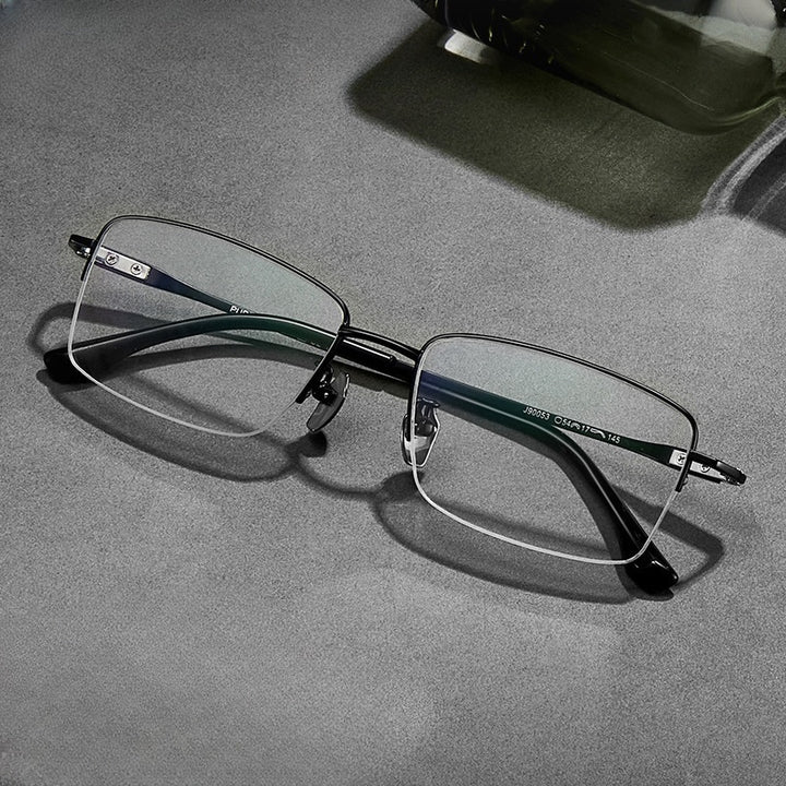 Chashma Ochki Unisex Semi Rim Big Square Titanium Eyeglasses 690053 — view 2 | Chashma Ochki at FuzWeb