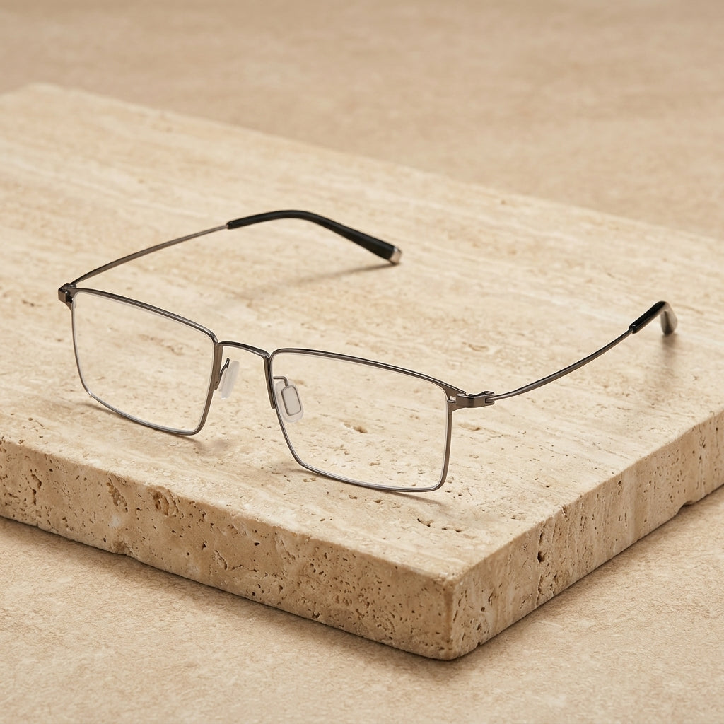 Chashma Ottica Men's Full Rim Square Titanium Eyeglasses 69004 - Gray