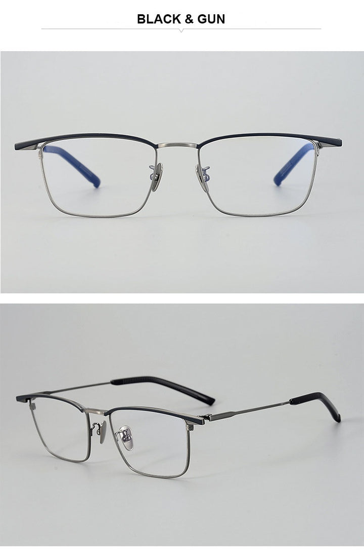Chashma Unisex Full Rim Big Square Brow Line Titanium Eyeglasses 881156.